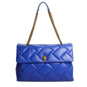 Kurt Geiger Soft Blue XXL Leather Kensington Bag NEWT w Gold Chain Eagle Quilted